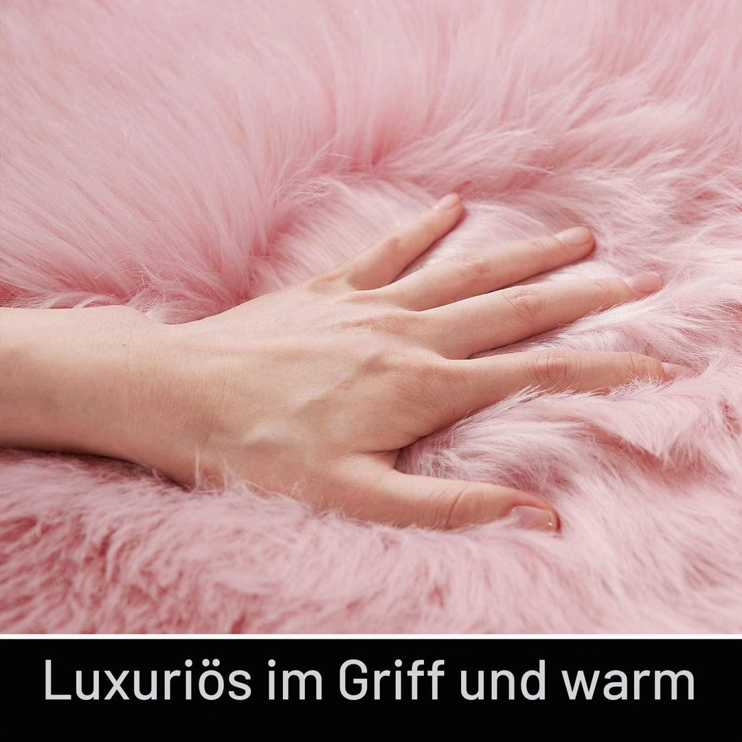 HARESLE Longhair Fell Teppich Waschbar Teppich,Soft Area Rug Schlafzimmer Kunstfell Shaggy TeppichRo