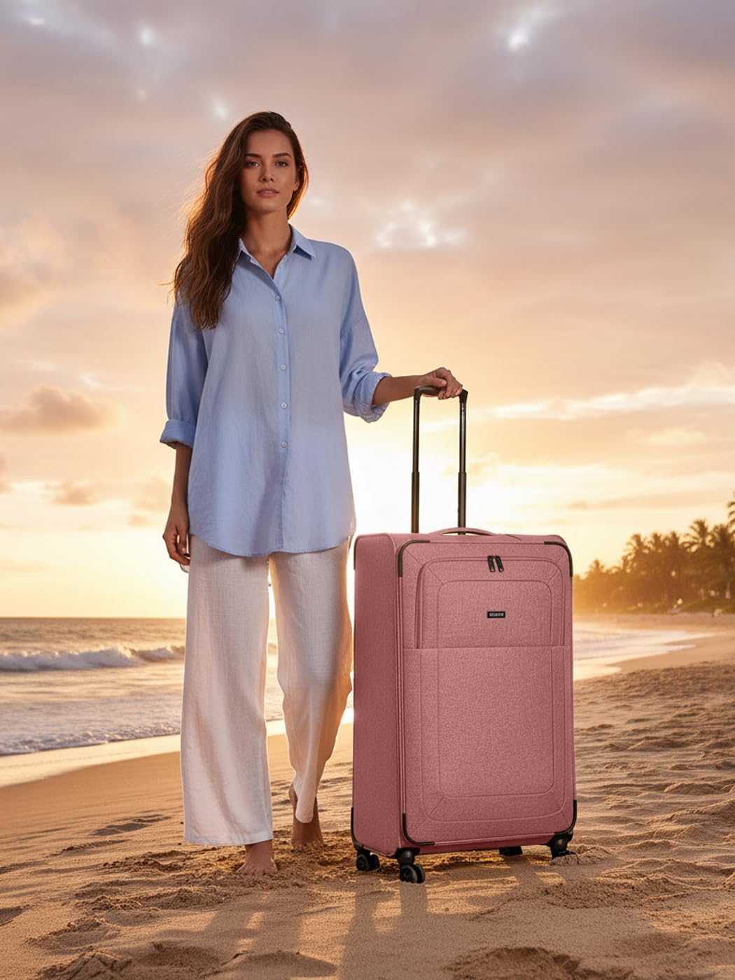 REDOLZ Weichschalen Koffer für Damen & Herren | Leichter Trolley 77 cm mit 4 Doppelrollen & TSA-Schl