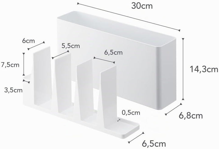 Yamazaki 8146 TOWER Organizer für Küchenzubehör, Stainless Steel, weiss