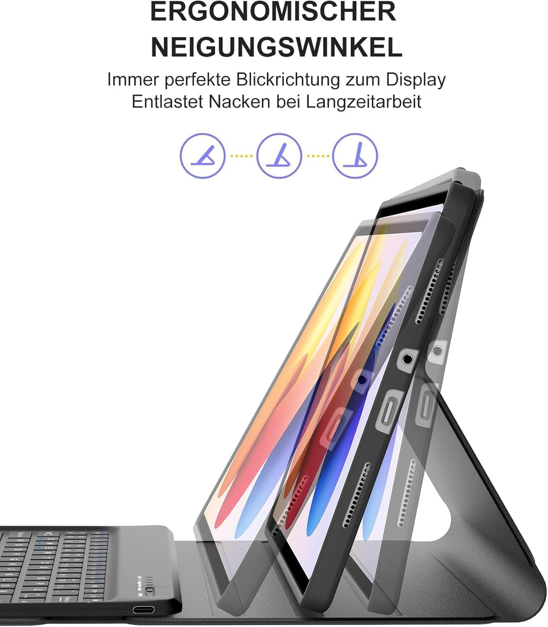 Hülle mit Bluetooth Tastatur für Xiaomi Redmi Pad 2 Pro 12,1" & Poco Pad M1 12,1" (2025), Deutsche Q