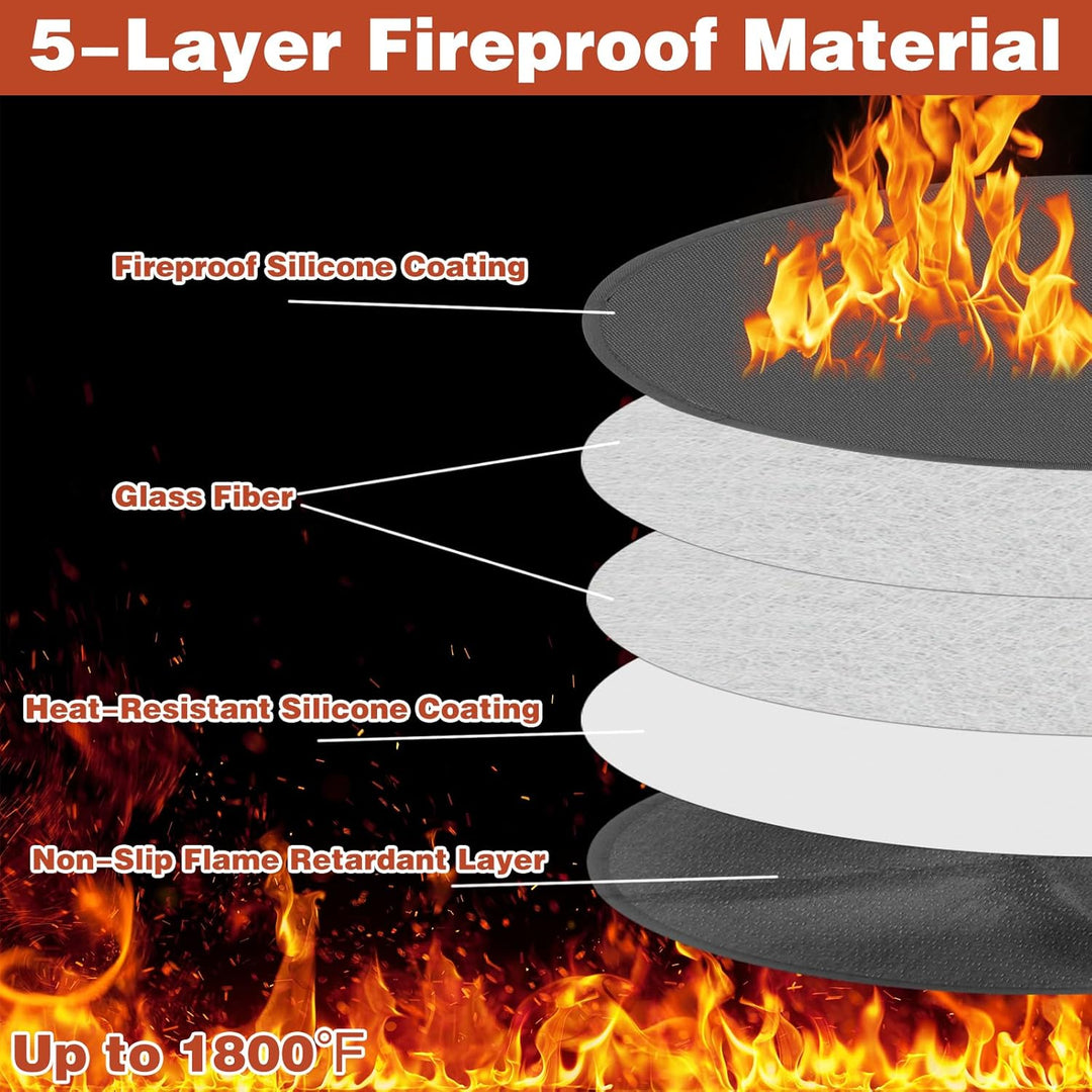 Tabletop Fire Pit Feuerstellenmatte mit einziehbarer Grillgabel, feuerfeste Tisch-Feuerstellenmatte