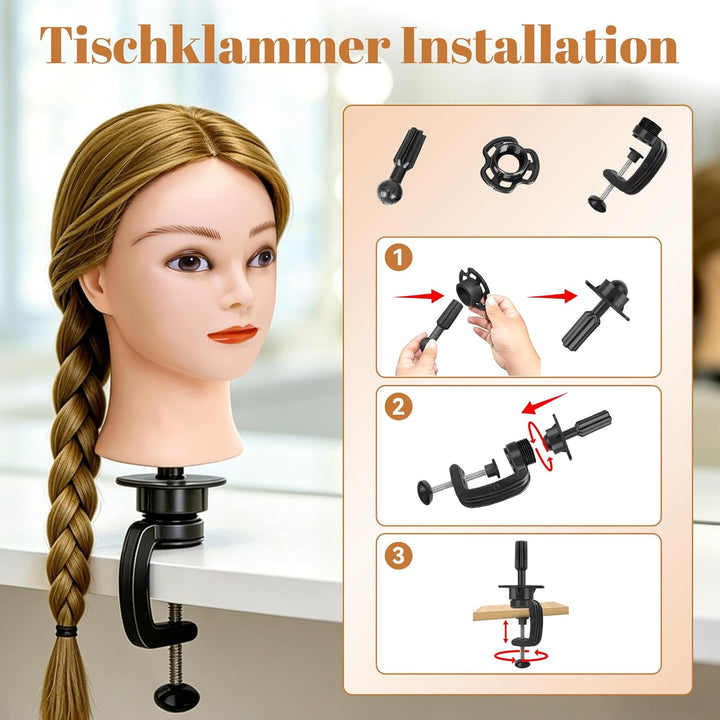 80% echtes menschliches Haarstylingkopf, TwoWin 26 "brauner Friseurkopf, Schaufensterpuppenkopf, Für