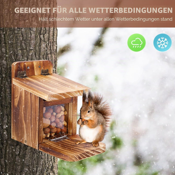 MIXXIDEA Holz-Eichhörnchen-Futterbox, stabiles Eichhörnchen-Futterhaus mit Dicke 1,5 cm, Holz, keine
