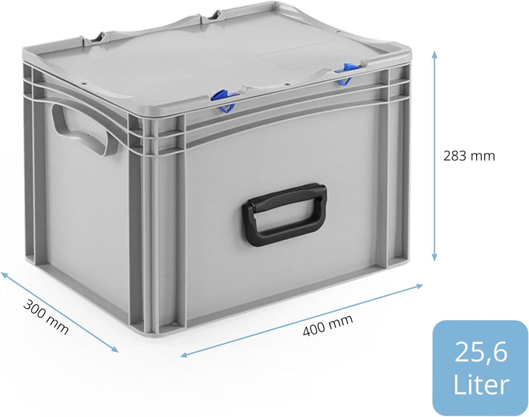 DIE BOX FABRIK Transportkoffer mit Tragegriff | Kunststoffkoffer zum Lagern und Transportieren | Wer