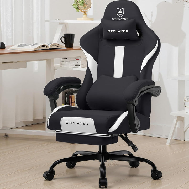 GTPLAYER Gaming Stuhl Bürostuhl Ergonomisch Gaming Sessel mit Kopfstütze und Cloud-Lendenkissen, Gep