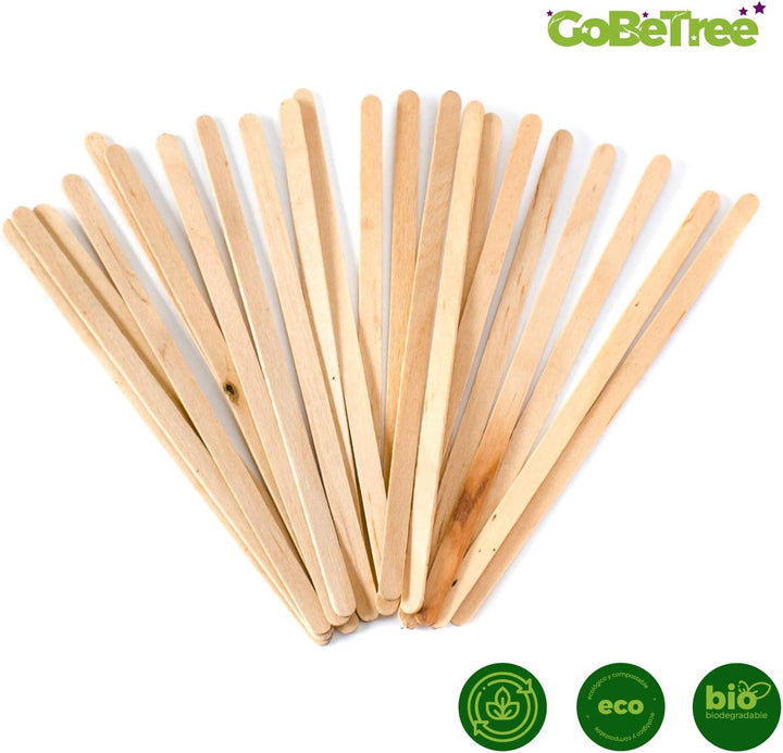 500 Kaffeerührstäbchen aus Holz einzeln in Papier verpackt 14 cm. Biologisch abbaubare Einwegrührer,