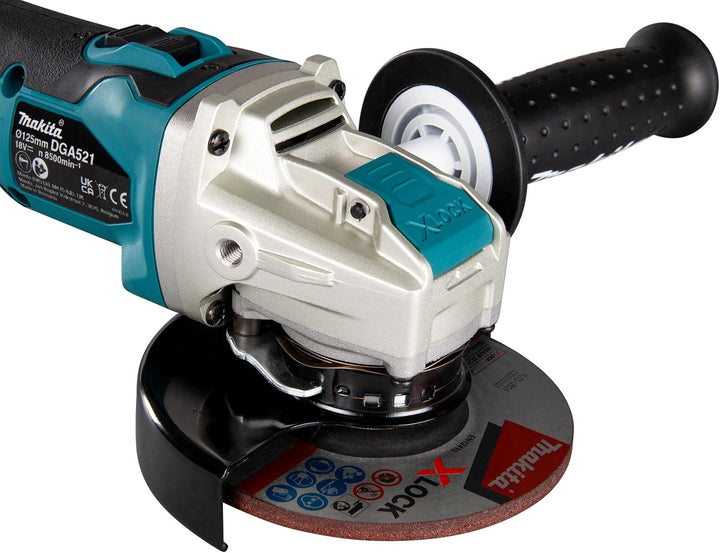 Makita DGA521ZX1 Akku-Winkelschleifer 18V mit Schiebeschalter (ohne Akku, ohne Ladegerät)