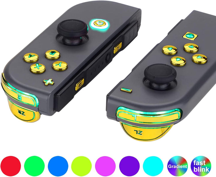 eXtremeRate LED Tasten für NS Switch Joycon,7 Farbe 9 Modi Leuchttaste ABXY Knöpfe Trigger Tasten Be