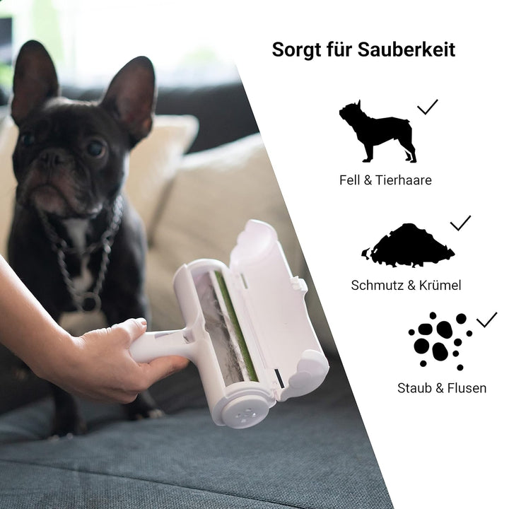 FinoPet 5er Set mit verschiedenen Hundebürsten/Katzenbürsten, XL Fusselrolle und Zeckenzange im Akti