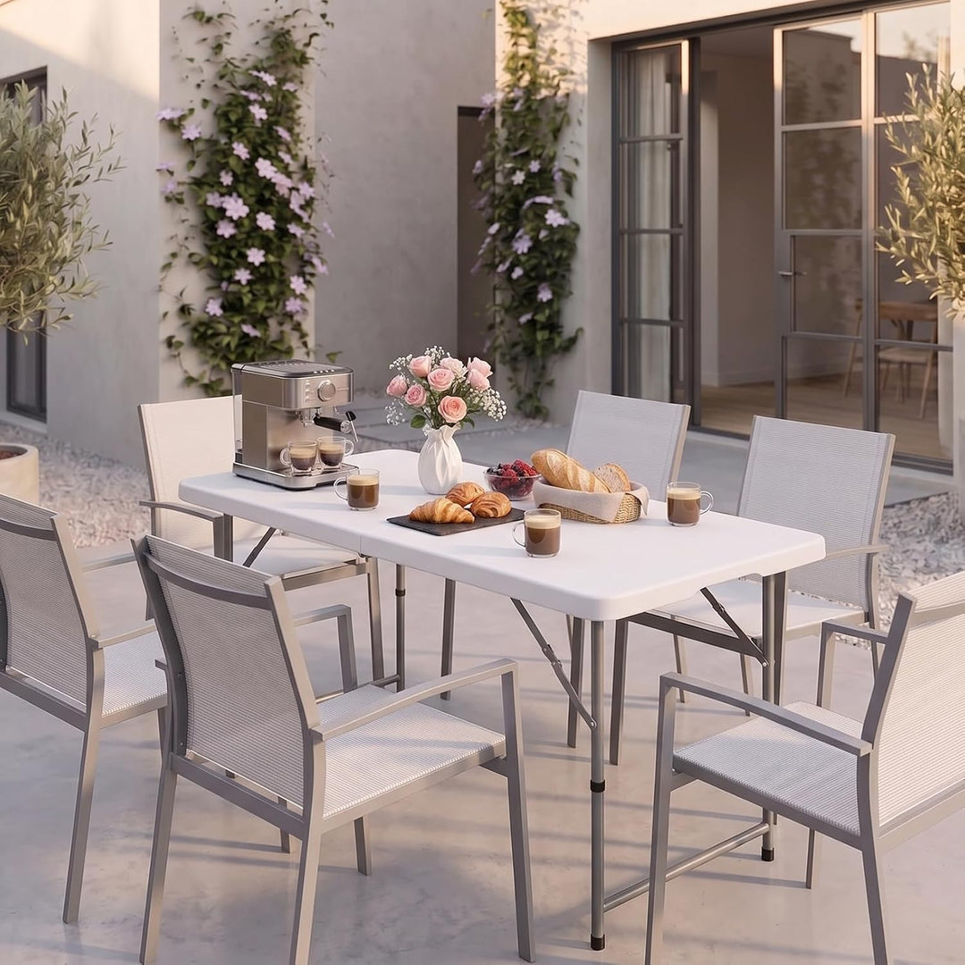 HollyHOME Klapptisch Campingtisch 4FT/122cm, Klapptisch Küche Tisch Klappbar Tragbarer Gartentisch B