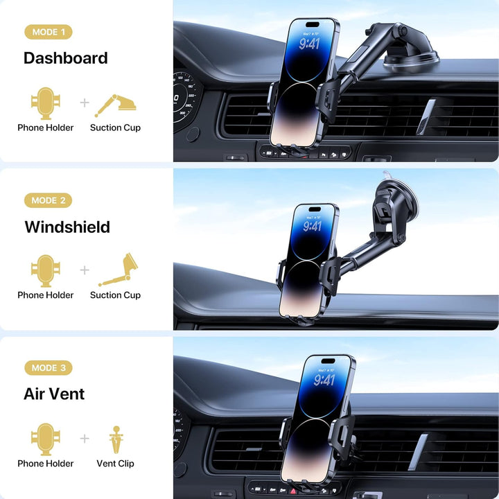 Miracase Handyhalterung Auto 3 in 1 KFZ Handyhalter mit Saugnapf & Lüftung Universale Handy Halterun