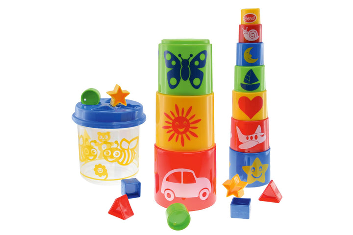 GOWI 453-20 Steckbox Biene mit Pyramide 20teilig, Stapel- und Geschicklichkeitsspielzeug