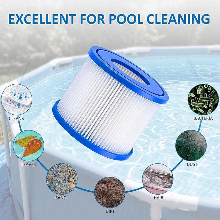 4 Stück Filter VI für Pool Kompatibel mit 58323 für Best-Way, Lay-Z-Spa | Starke Filterung, waschbar