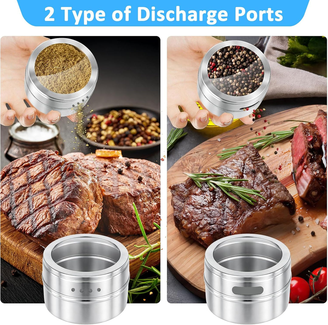 40 Stück Gewürzdosen Magnetisch aus Edelstahl, 89ml / 3oz Magnetische Gewürzbehälter mit Sichtfenste