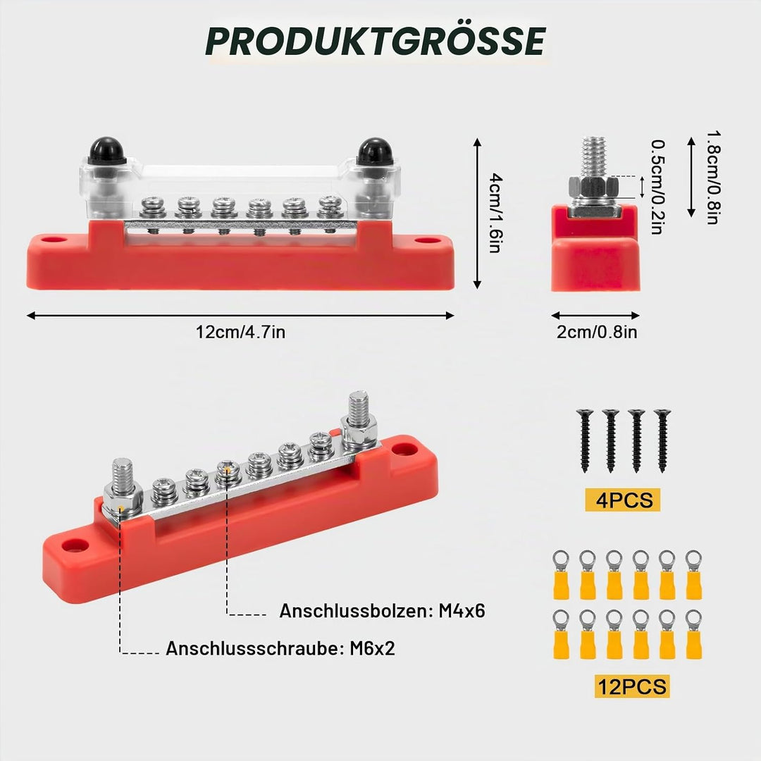 GUNGY Sammelschiene 12V-48V DC Sammelschienen Verteilerblock 150A Busbar Stromverteilungsblock mit 6
