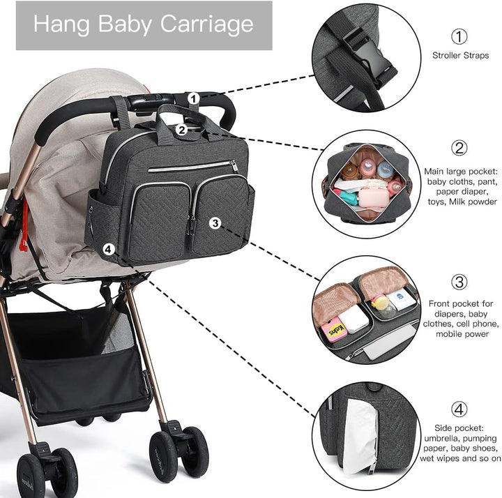 KONO Baby-Wickeltasche, stilvoll, für Mama und Papa, wandelbare Reisetasche mit isolierten Taschen D