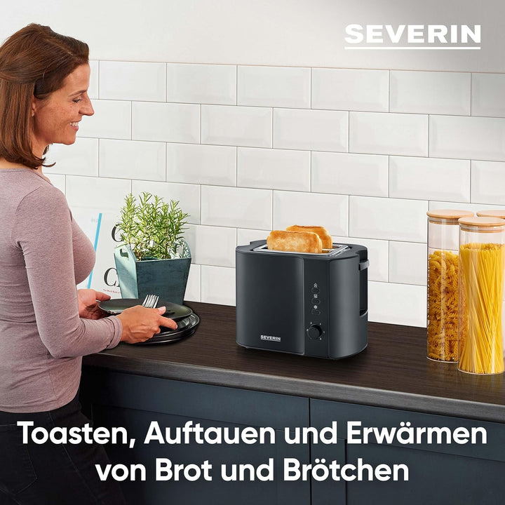 SEVERIN AT 9552 Automatik-Toaster (800 W, Inkl. Brötchen-Röstaufsatz, 2 Röstkammern), Single