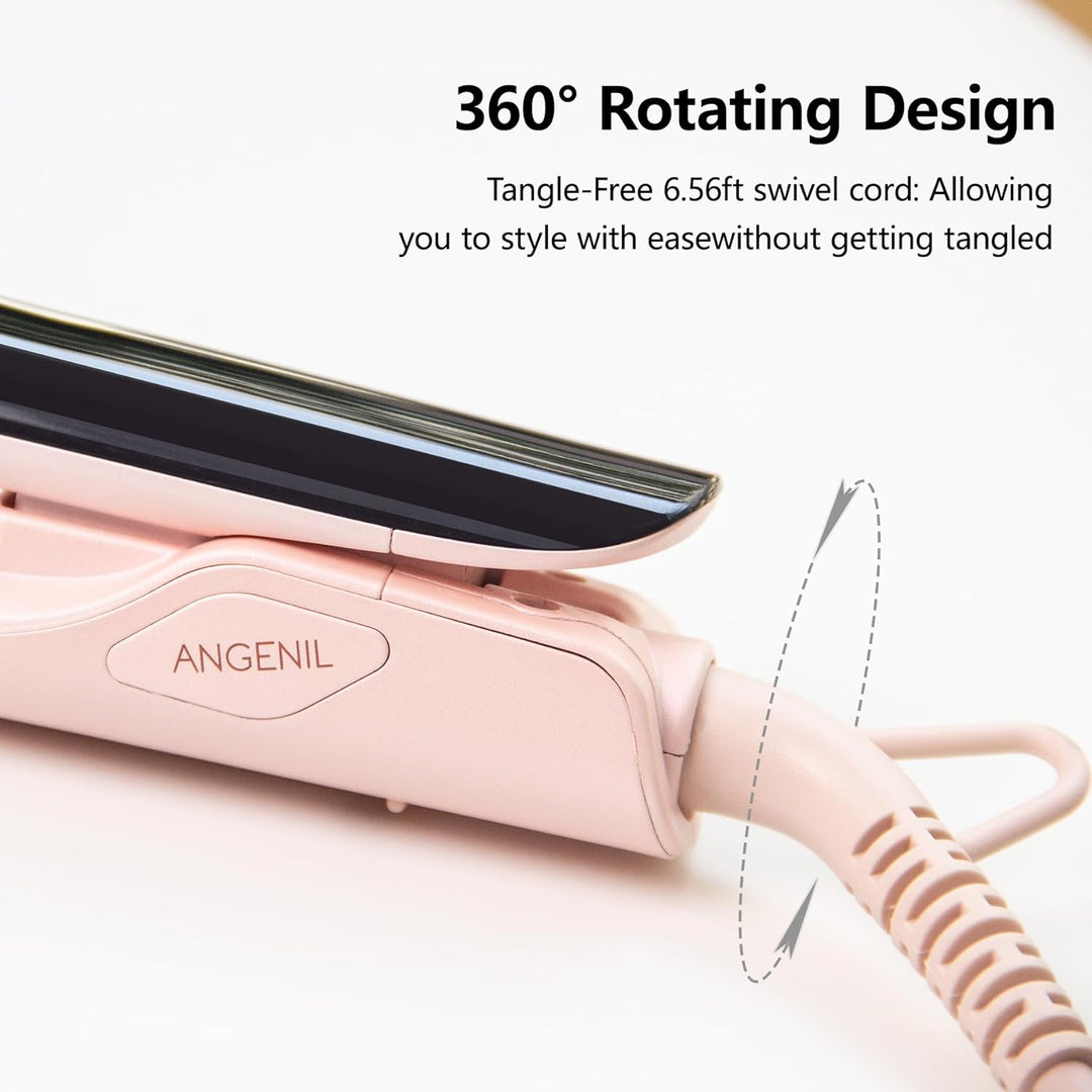 ANGENIL Haare Glätteisen 2.5 cm, Keramik Titan Ion Glätten Locken und Glätten, Dual-Spannung Glättei
