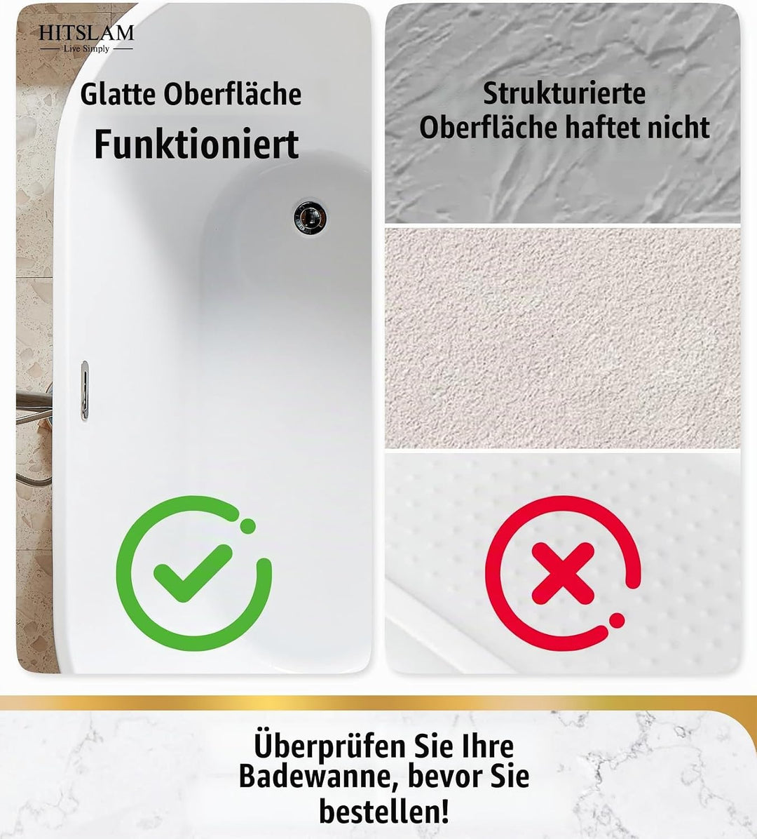 HITSLAM Badewannenmatte rutschfest, 101 x 40cm Extra Lange Antirutschmatte Badewanne, Duschmatte rut