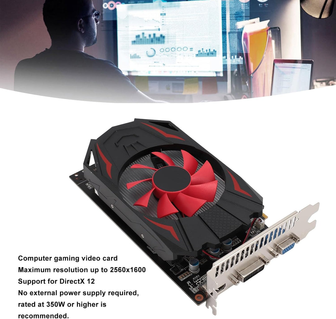 GTX1050 2 GB Grafikkarte, 128-Bit-DDR5-Grafikkarte für PC-Gaming, Unterstützt DirectX 12 PCI Express