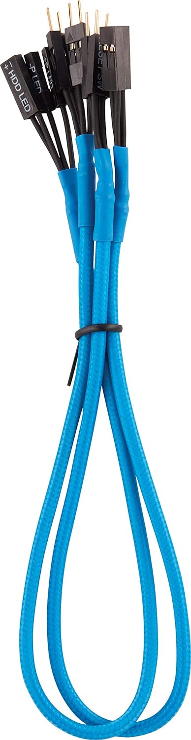 Corsair Premium Sleeved Front Panel Extension Kabel Verlängerungskit, Blau Front Panel Extension Bla