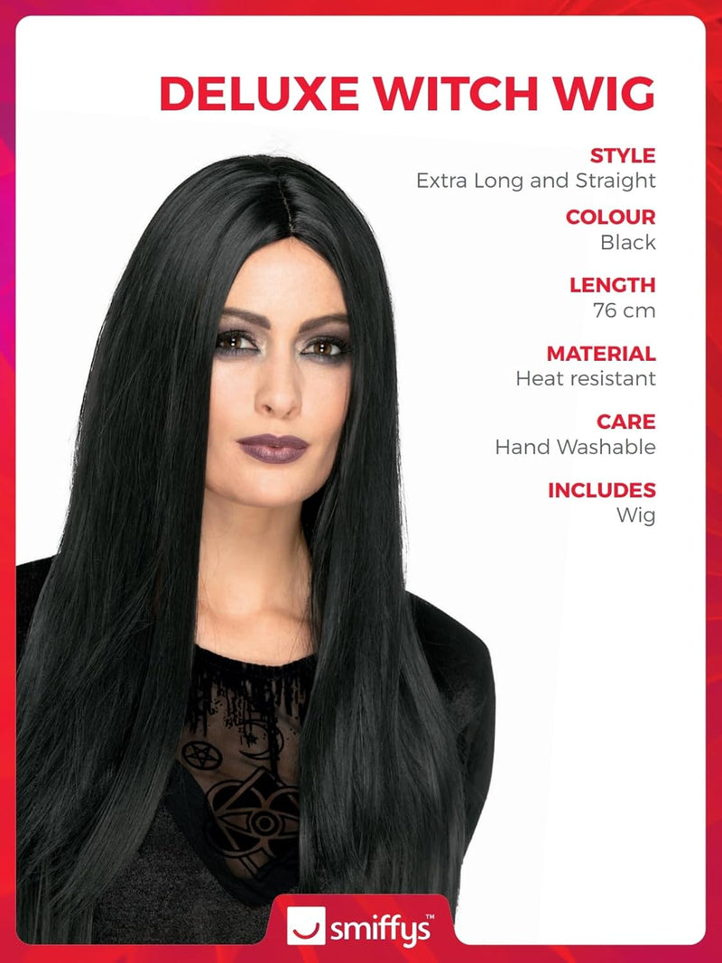 Deluxe Witch Wig OS Black, OS Black