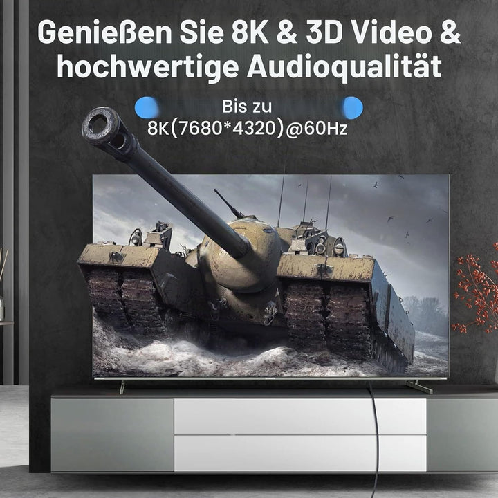 8K HDMI Kabel 2.1 5M, Hochgeschwindigkeits geflochtenes HDMI auf HDMI Kabel unterstützt 8K@60Hz, 4K@