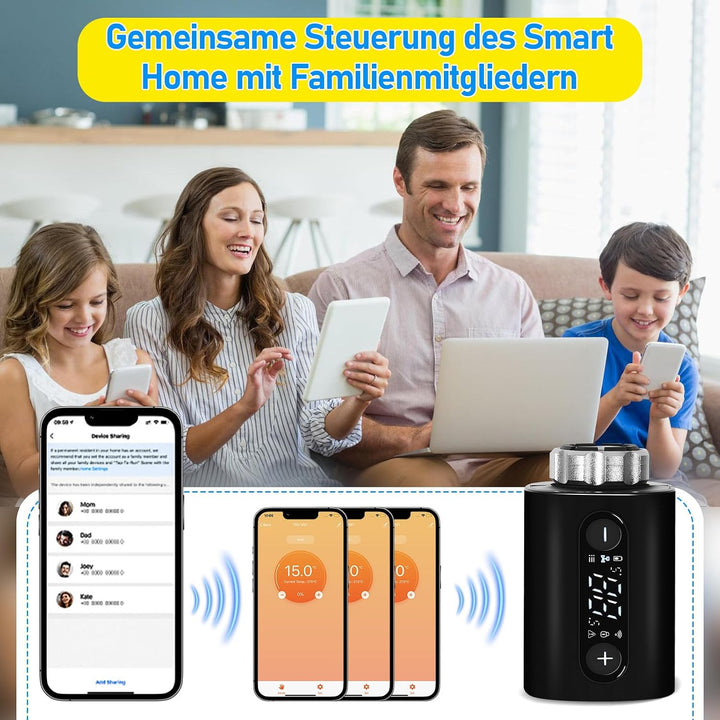 Heizkörperthermostat, WiFi Smartes Heizungsthermostat mit APP-Steuerung, inkl. 5 Adapter, kein Gatew
