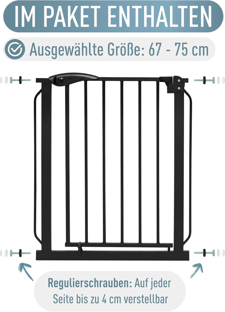 ib style® Berrin | PREISSIEGER | Türschutzgitter | Ohne Bohren | 90° Stop | Auto-Close | Schwarz | 6