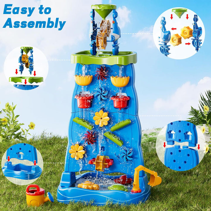 Ci Vetch Wasserfall-Sand- und Wasser-Spieltisch für Kleinkinder, Sommer-Outdoor-Wasserspieltisch mit