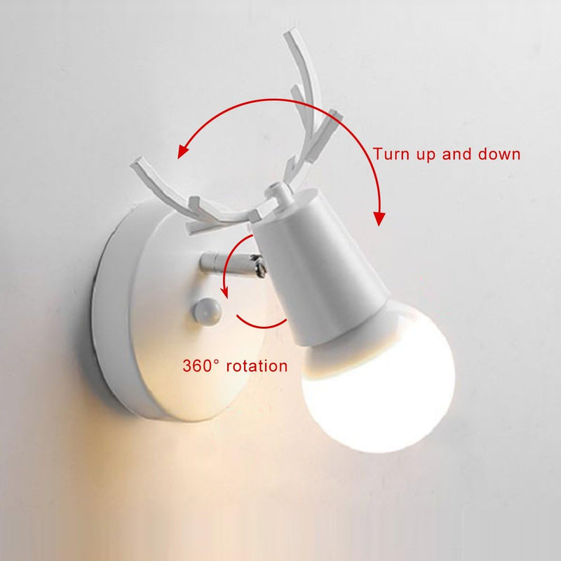 KAWELL Kreativ Wandleuchte Moderne Wandlampe Einfach Kerze Wandleuchte Eisen E27 Base Hirschkopf Nor