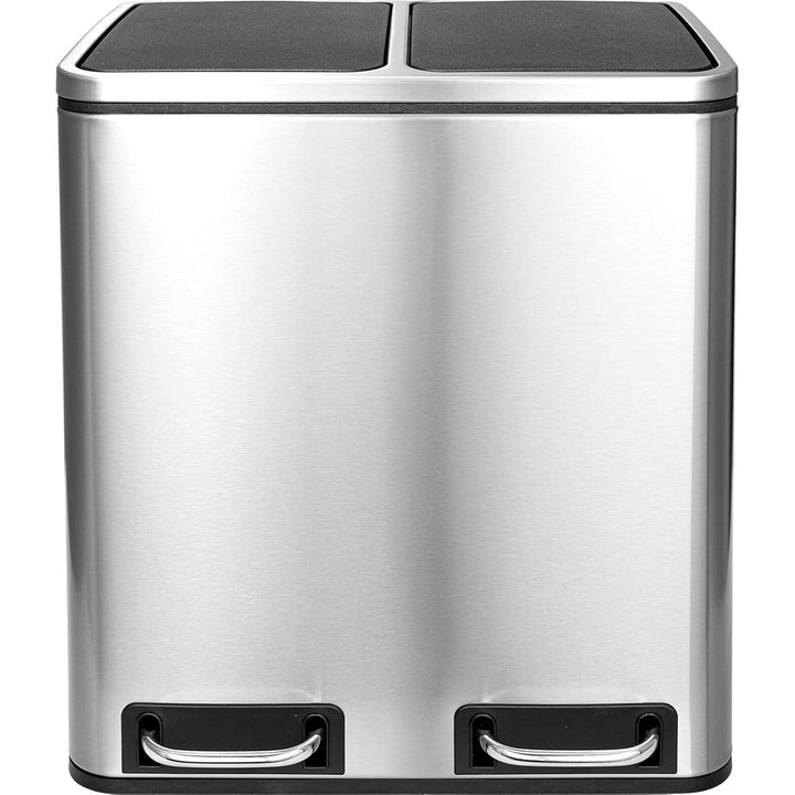 LIFERUN Mülleimer 2 Fächer, 2 x 15 Liter Abfalleimer Küche aus Metall, Softclose Deckel, Inneneimer