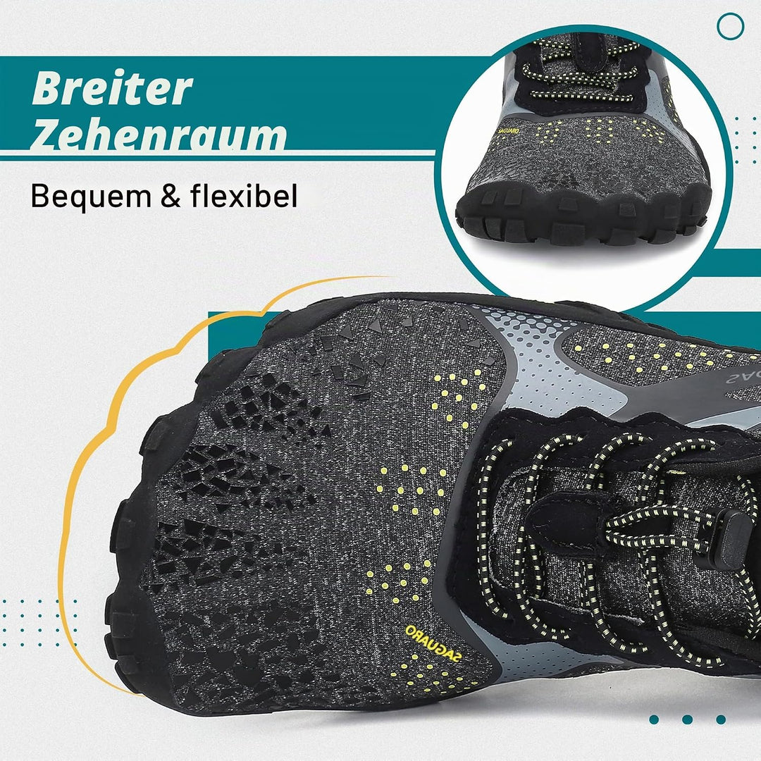 SAGUARO Unisex Barfussschuhe Outdoor Zehenschuhe mit Breite Zehenbox &amp; Zero-Drop Sohle Gr.36-48 36 E