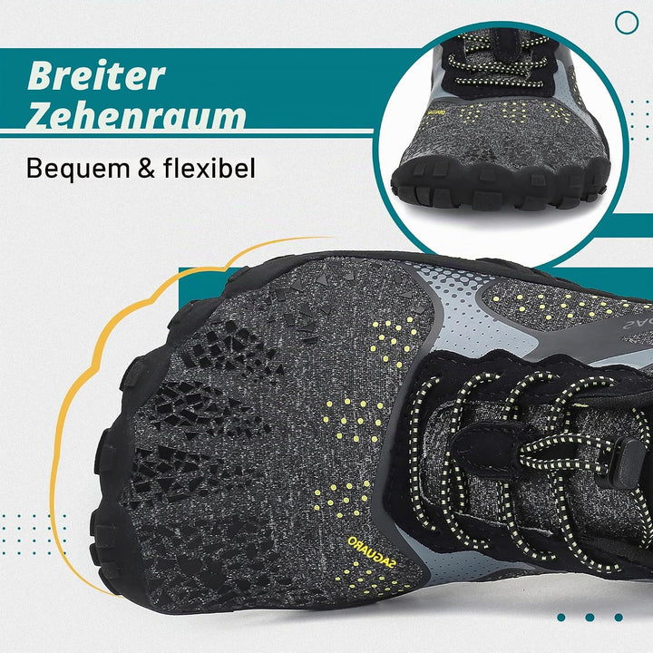 SAGUARO Unisex Barfussschuhe Outdoor Zehenschuhe mit Breite Zehenbox &amp; Zero-Drop Sohle Gr.36-48 36 E