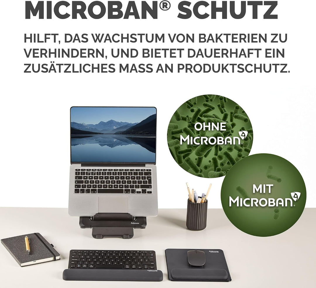 Fellowes Breyta Mauspad mit Handgelenkauflage – Schwarz, ergonomisches Mauspad mit HEX Cushion Techn