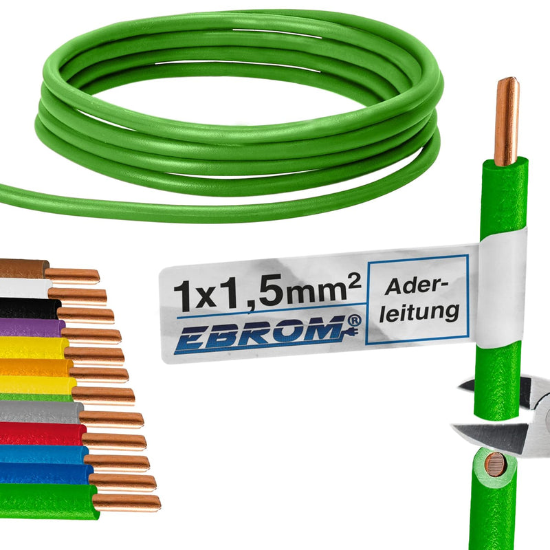 EBROM Aderleitung - Einzelader starr - PVC Leitung - Verdrahtungsleitung - H07V-U 1,5 mm² - 1,5 mm2