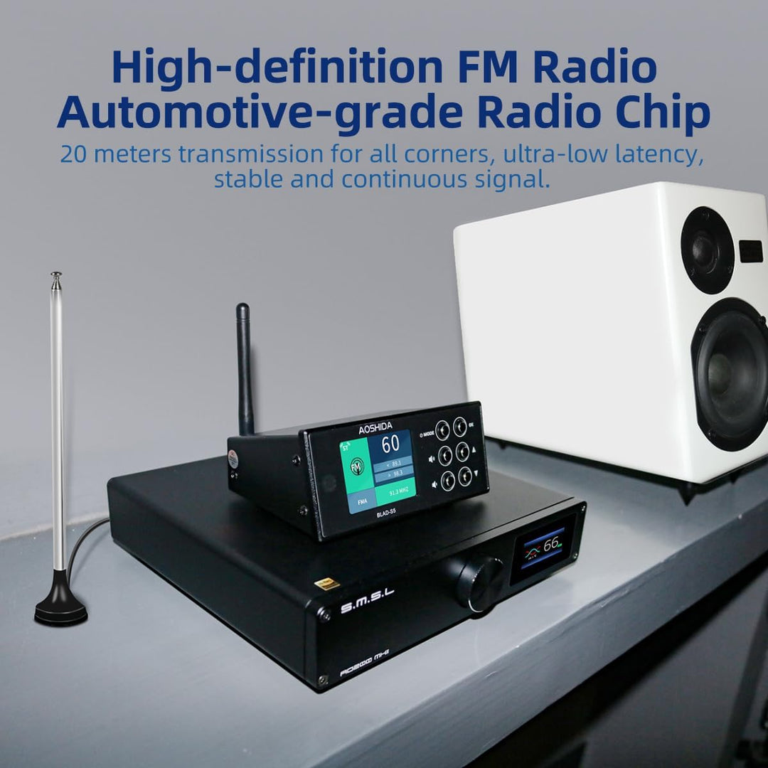 AOSHIDA BLAD-S5 FM Radio Bluetooth Empfänger, ES9038 CS8406 Wireless Audio Adapter, FM/BT to RCA/Koa
