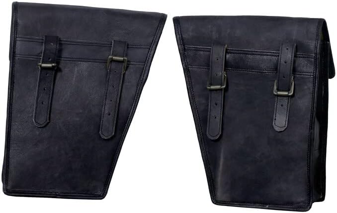 american blue Motorrad-Ledertasche in schwarzer Farbe, handgefertigte Leder-Fahrradtasche, Packtasch
