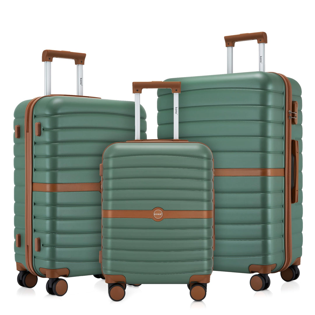 KONO Koffer Reisekoffer Trolley Kofferset 3 Teilig von ABS+PC Hartschalenkoffer mit Zwillingsrollen