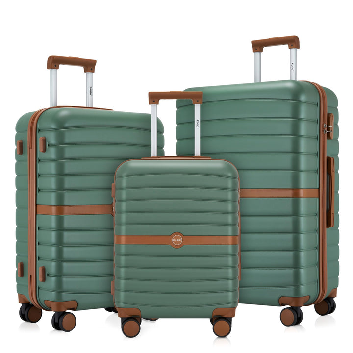 KONO Koffer Reisekoffer Trolley Kofferset 3 Teilig von ABS+PC Hartschalenkoffer mit Zwillingsrollen