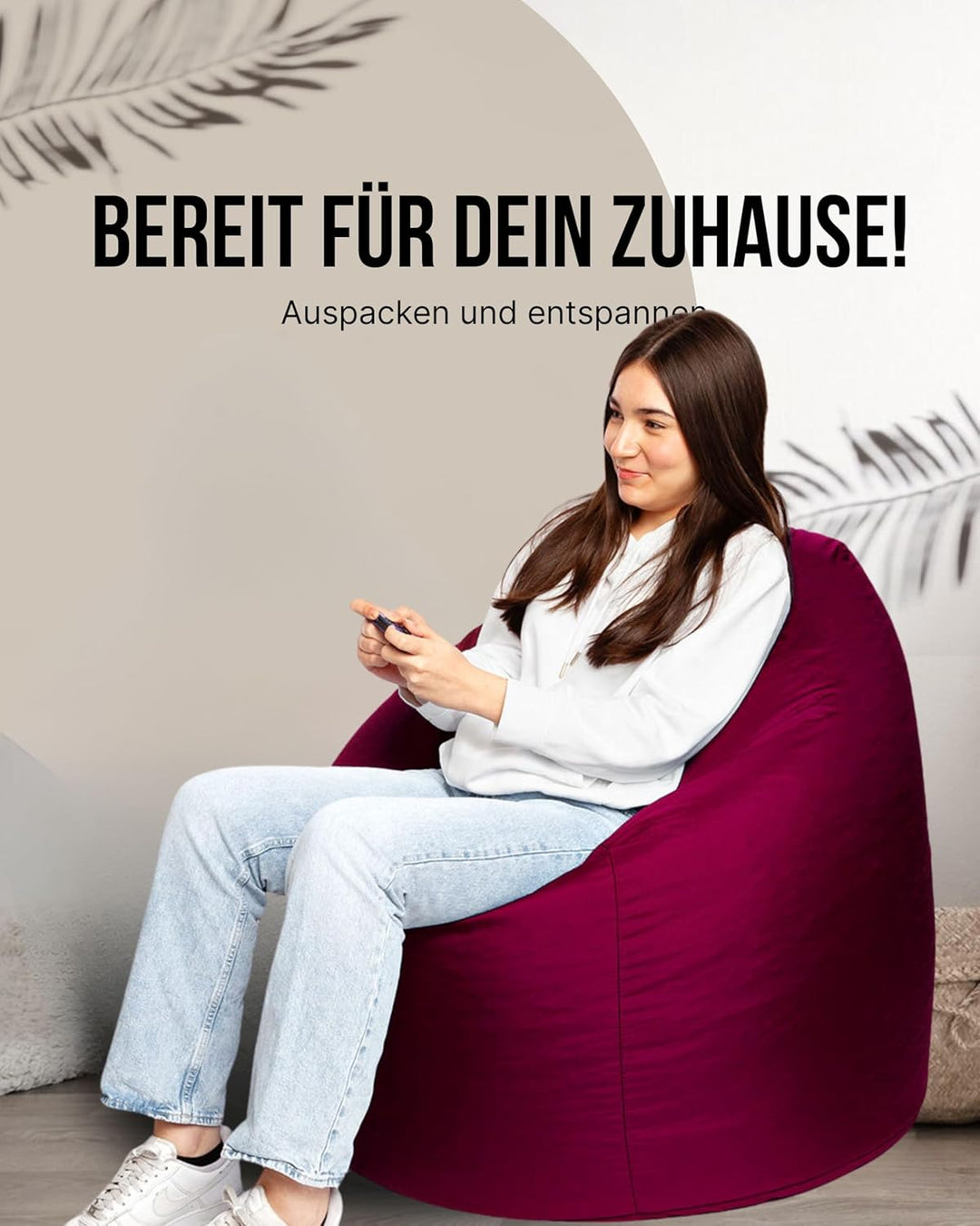 PATCH HOME Patchhome Sitzsack Tropfenform mit Reissverschluss Nachfüllbar - für In &amp; Outdoor - mit S
