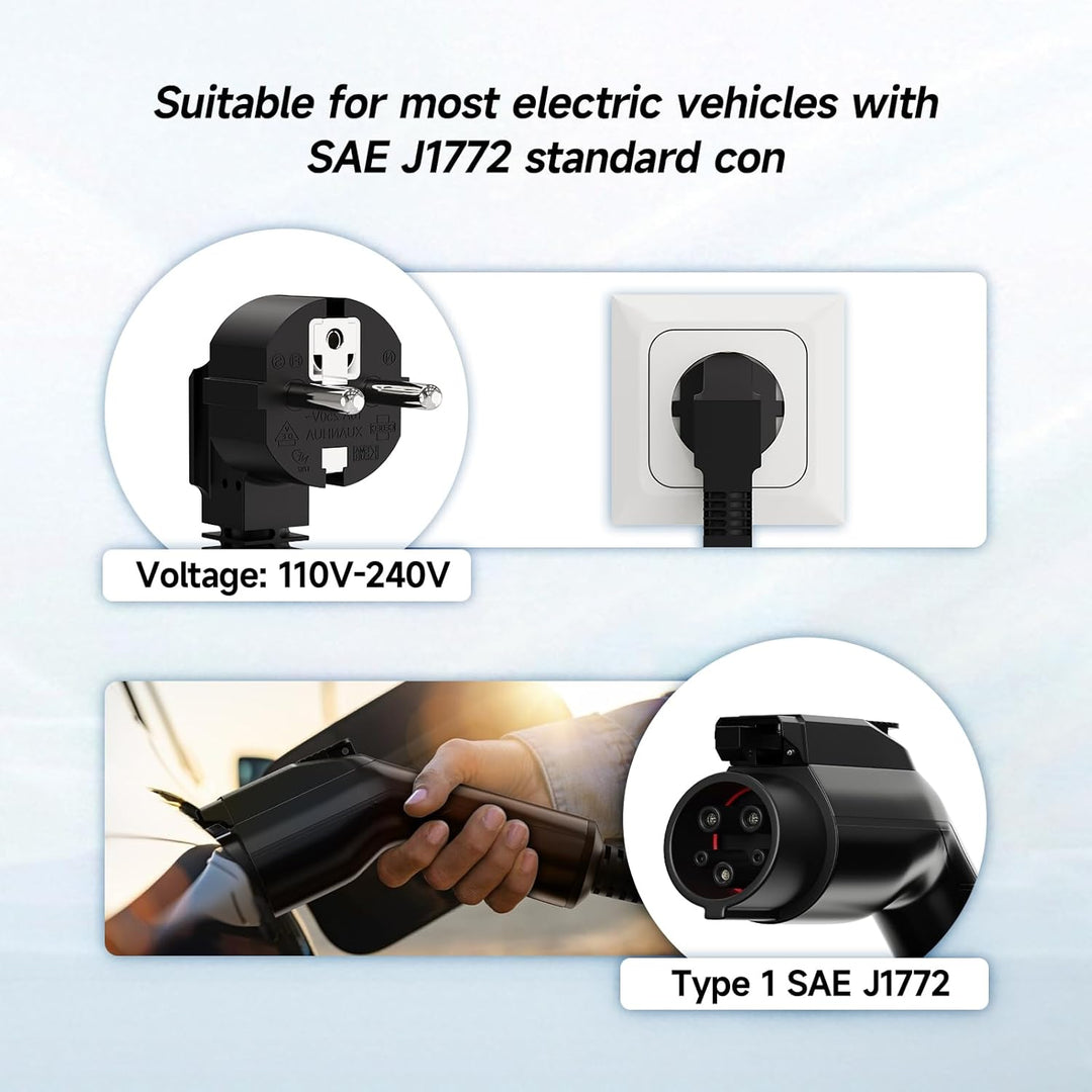AFYEEV 3.6kw Ladekabel Typ 1, 6M Typ 1 Ladekabel, Ladekabel Elektroauto Typ 1 mit Schuko Stecker Ein