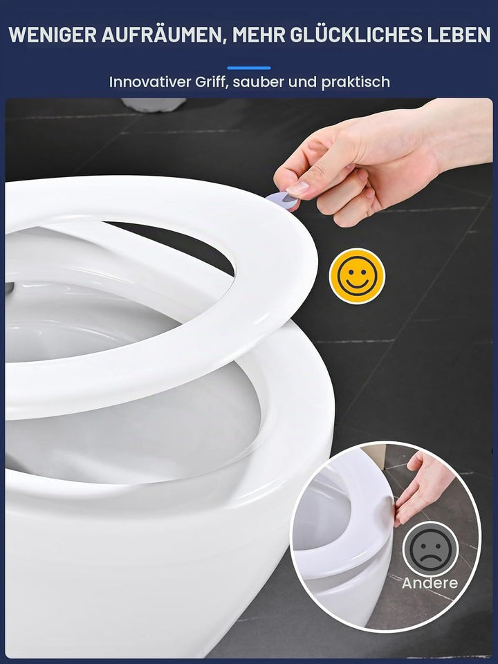 YEAUPE PRO Toilettendeckel mit Absenkautomatik O Form, WC-Sitz mit Quick-Release-Funktion und Softcl