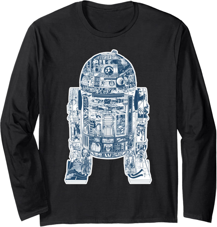 Star Wars R2-D2 Portrait Collage Fill Langarmshirt