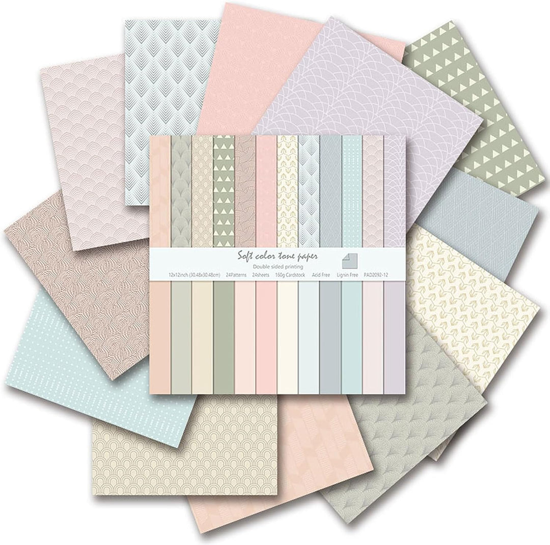 24 Blatt Boho Muster Scrapbook Papier Set, 30x30 Scrapbooking Papier Doppelseitige Designer Paper Ba