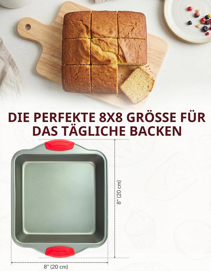 Boxiki Kitchen Nicht klebende, quadratische Backform aus Stahl 8x8, langlebige, praktische und hochw