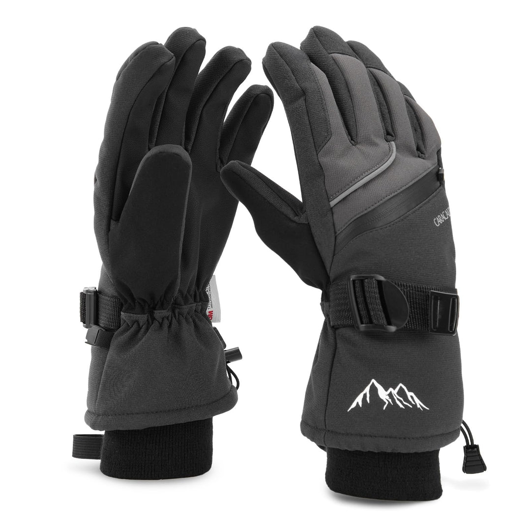 Skihandschuhe Männer Frauen Schnee Handschuhe Winddicht Winter Wasserdicht L Schwarz, L Schwarz