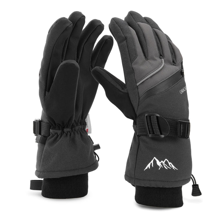 Skihandschuhe Männer Frauen Schnee Handschuhe Winddicht Winter Wasserdicht L Schwarz, L Schwarz