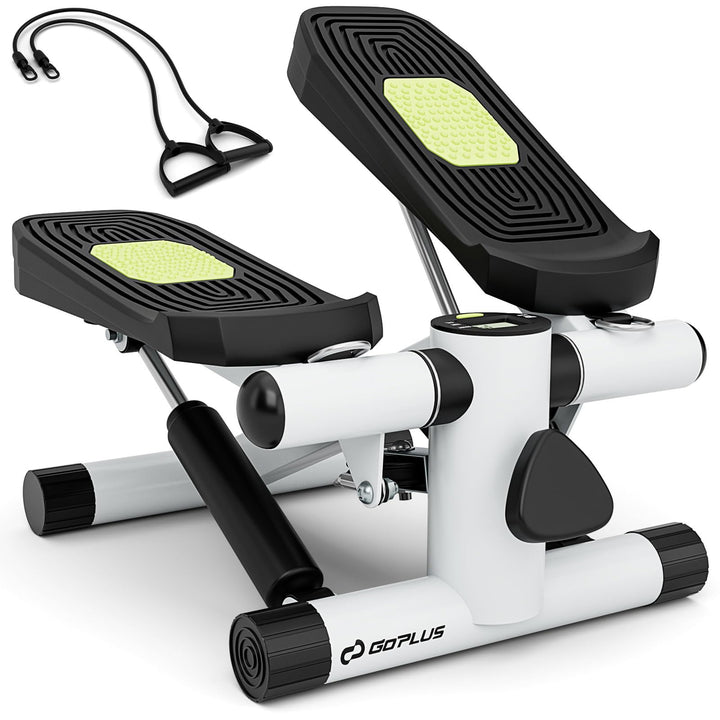 GOPLUS Mini-Stepper, Fitness-Stepper mit Widerstandsbändern, rutschfeste Pedale, hometrainer, Swings