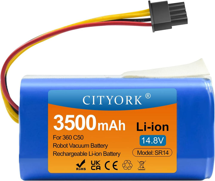CITYORK 14.8V 3500mAh Ersatz-Akku Li-ion Akku kompatibel mit 360 C50, AIRROBO P10, TCL S1 / S15 / S1